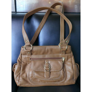 VINTAGE HANDBAG Stone Mountain Tan Beige Brown Shoulder Straps Leather
